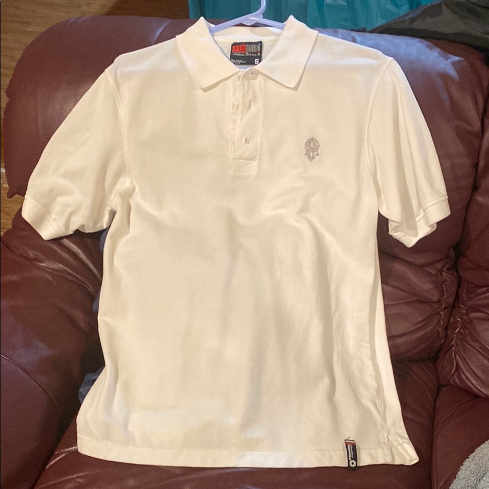 Men's EUC White Southpole Polo Shirt; Men Small